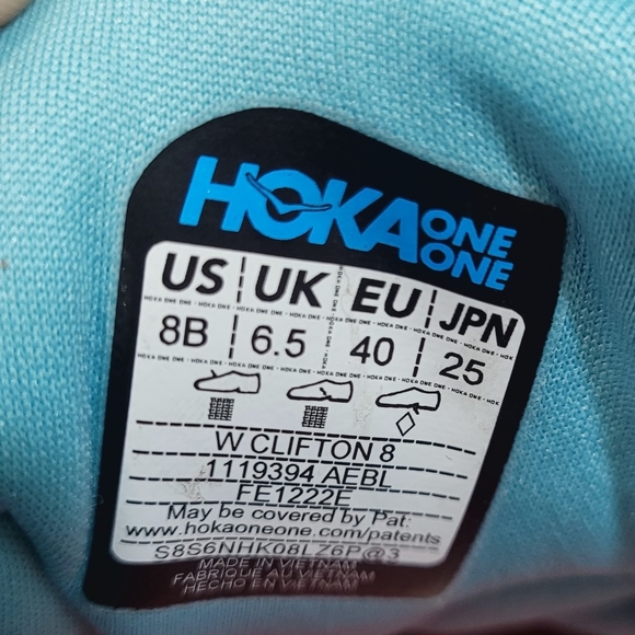 Hoka One One Clifton 8 Running Shoes Aquarelle/Eggshell - Picture 8 of 8
